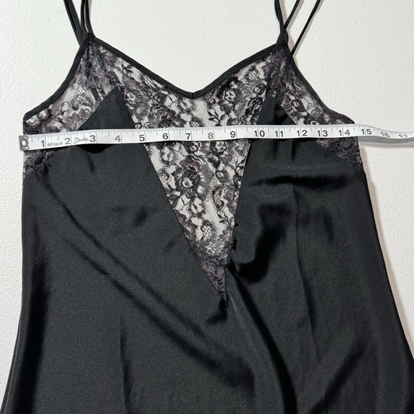 Vtg‎ Victoria's Secret Gold Label Black Satin Slip Aubergine Plum Lace Chemise M - Picture 8 of 11